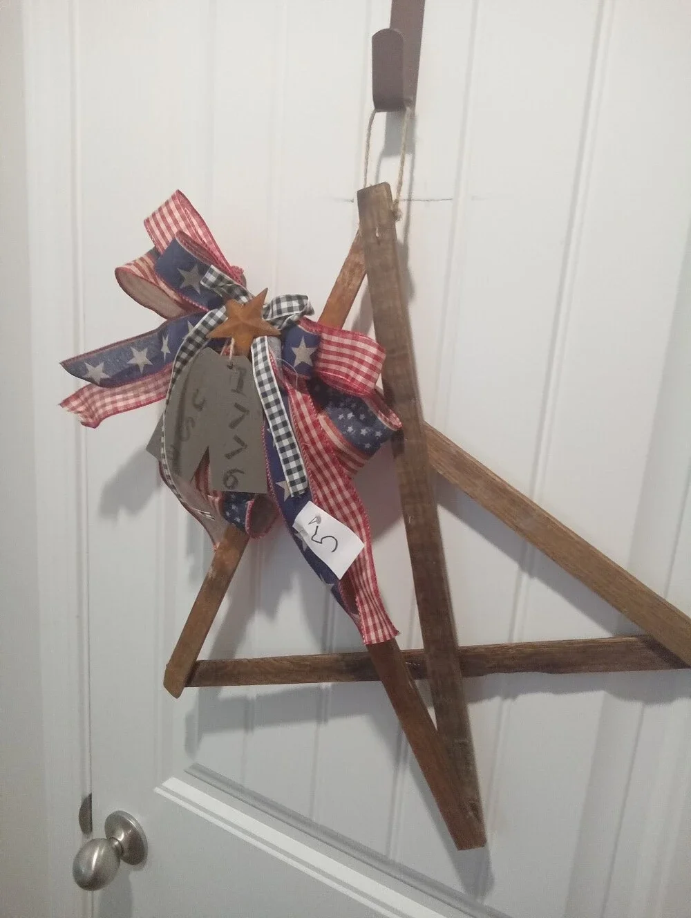 Patriotic Red, White & Blue Star Ribbon Wreath - Handcrafted Americana